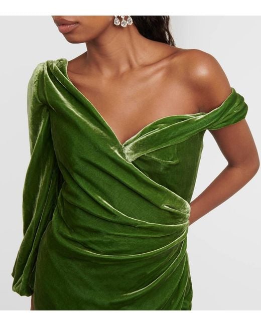 Costarellos Green Robe Rubinia Aus Samt