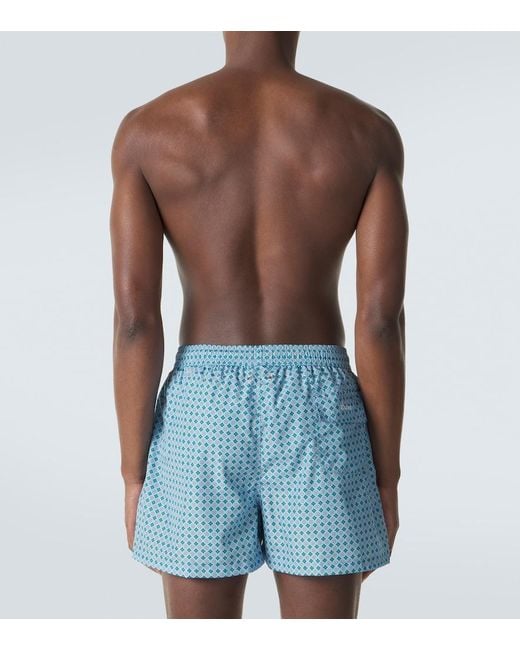 Kiton Blue Logo Printed Swim Trunks for men