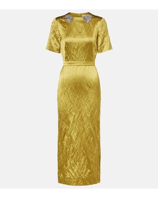 Erdem Metallic Embellished Satin Midi Dress