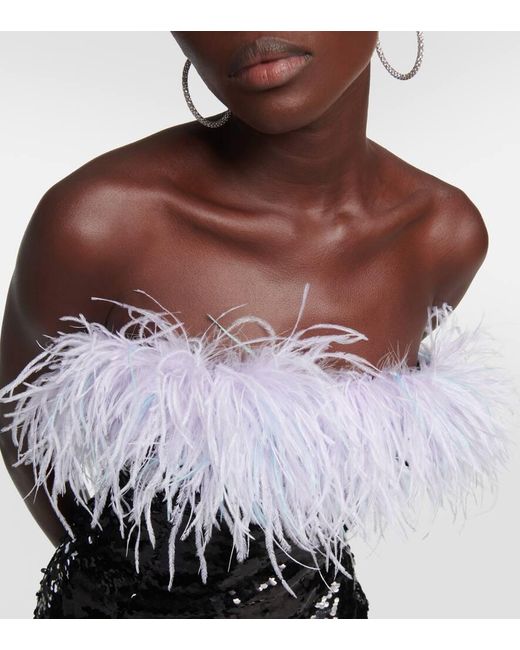 Self-Portrait Black Minikleid Mit Pailletten Und Federn
