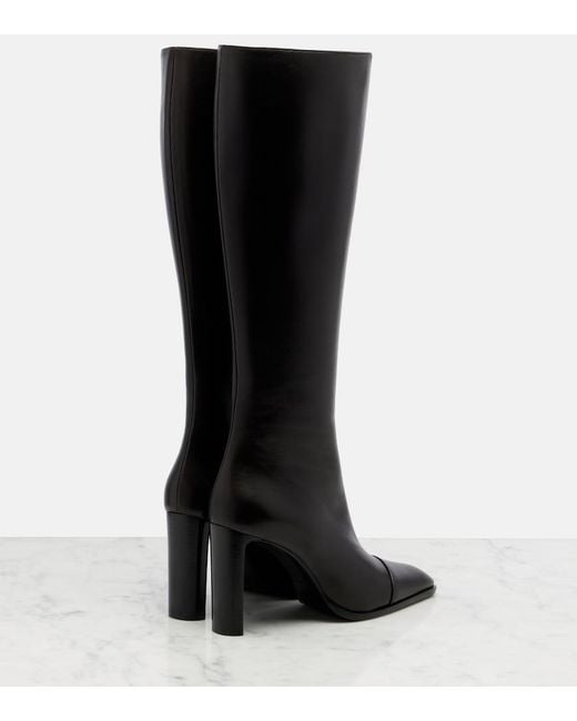 Saint Laurent Black Venetia Leather Knee-High Boots