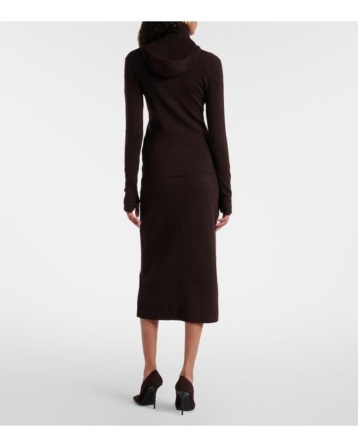 Victoria Beckham Black Knitted Wool-Blend Midi Skirt