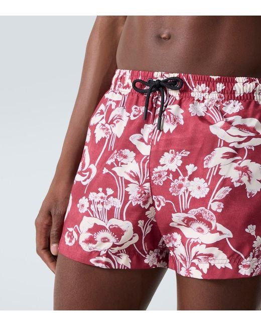 Commas Red Printed Swim Trunks for men