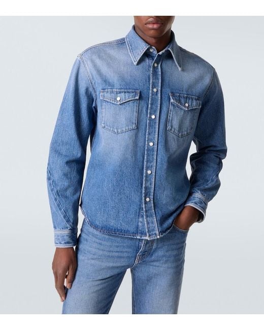 Givenchy Blue Couture Seam Denim Shirt for men