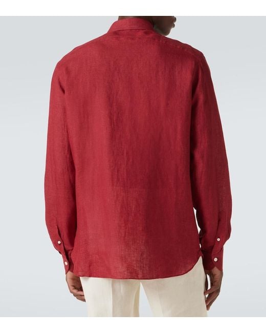 Rubinacci Red Linen Shirt for men