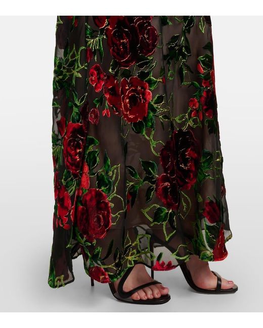 Rodarte Multicolor Robe Aus Devore Mit Spitze