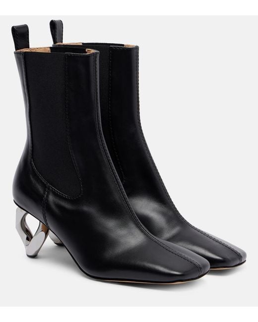 J.W. Anderson Black Chain Leather Ankle Boots