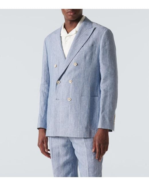 Brunello Cucinelli Anzug aus Leinen in Blue für Herren