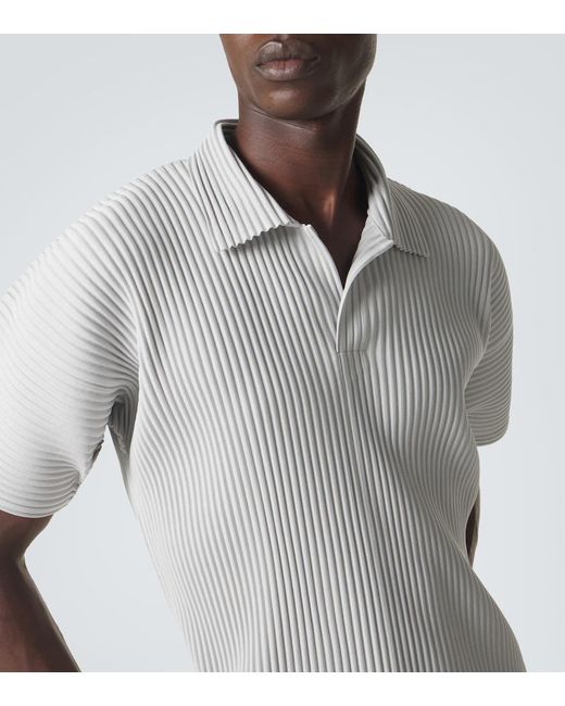 Homme Plissé Issey Miyake Gray Basics Pleated Polo Shirt for men