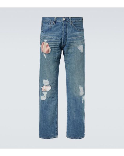 Junya Watanabe Blue X Levi's Patchwork Straight Jeans for men