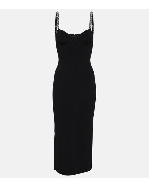 Rebecca Vallance Black Adele Crystal-embellished Midi Dress