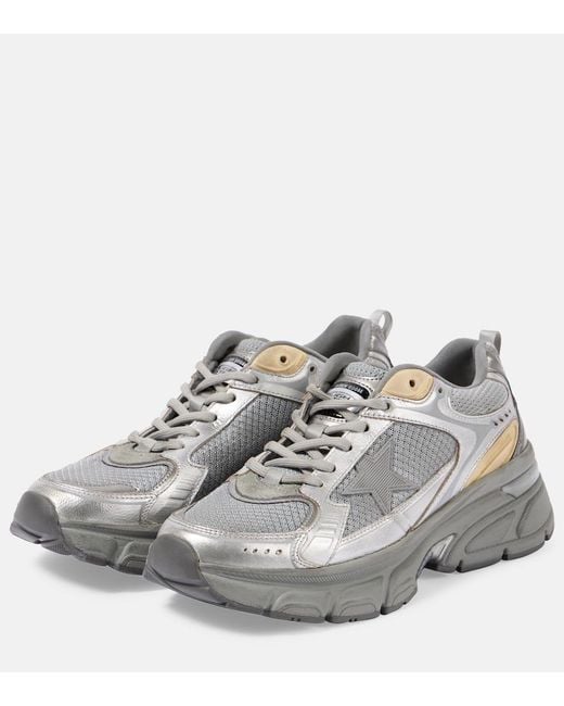 Golden Goose Deluxe Brand Gray Lightstar Metallic Leather And Mesh Sneakers