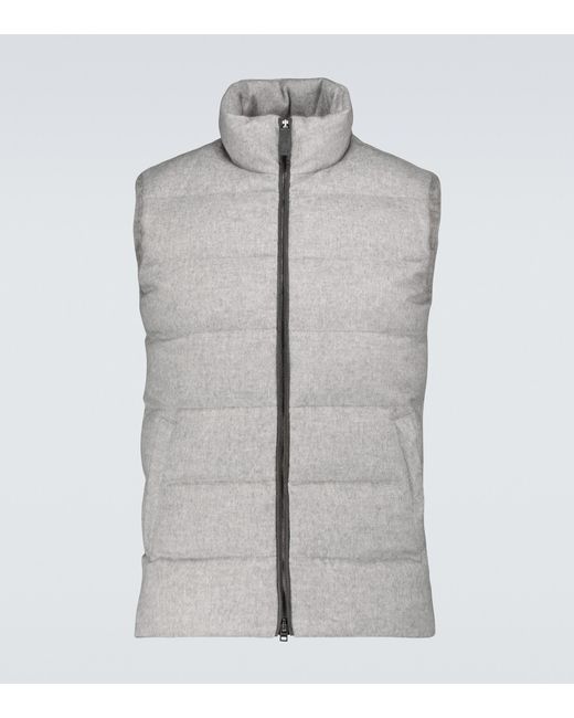 Herno Gray Silk And Cashmere-blend Gilet for men