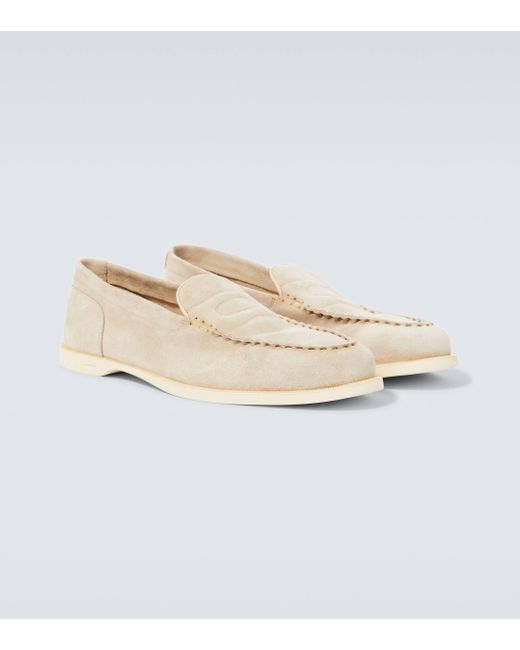 John Lobb White Pace Suede Loafers for men