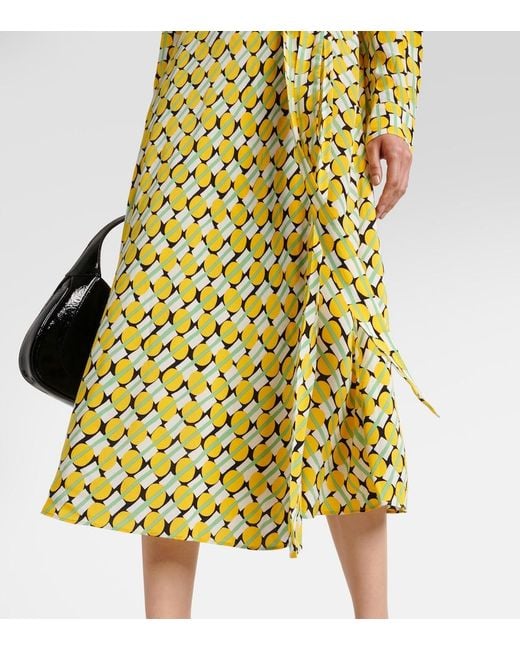 Diane von Furstenberg Yellow Tori Printed Jersey Midi Dress