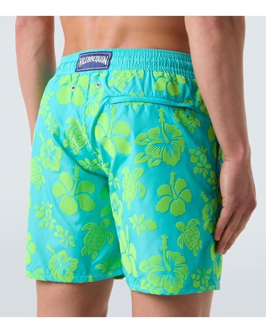 Vilebrequin Bedruckte Badeshorts Mahina in Blue für Herren