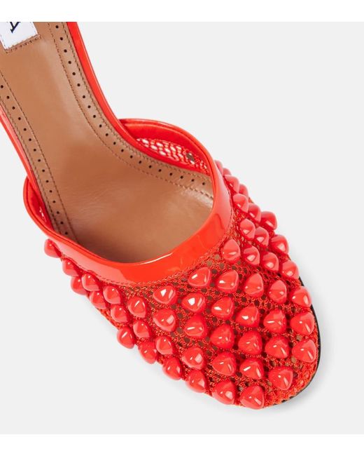 Salones De Piel Y Malla Con Tachuelas Alaïa de color Red