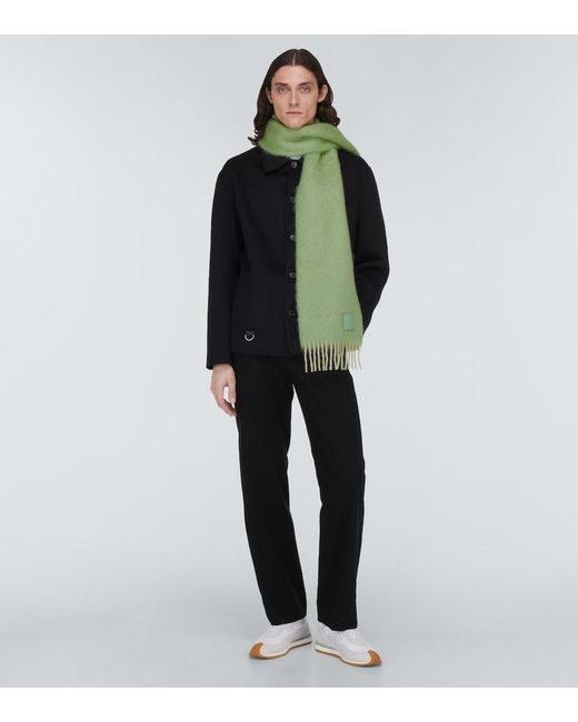 Loewe Green Anagram Mohair And Wool-blend Scarf for men