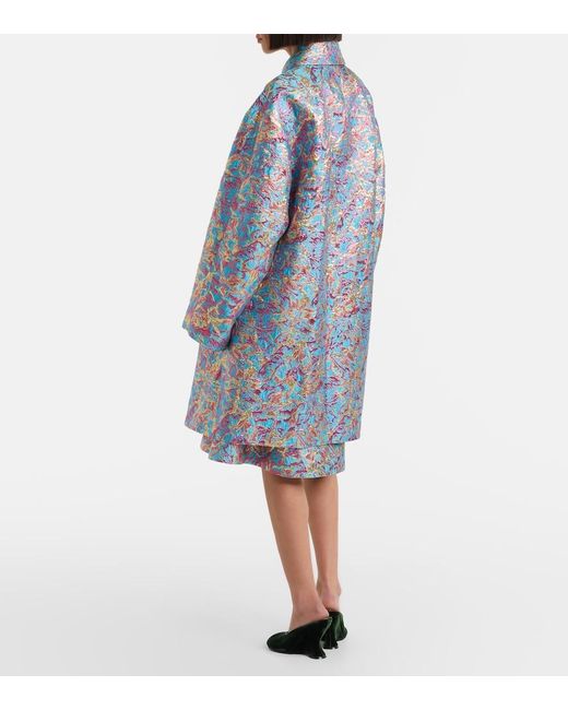 Dries Van Noten Blue Brocade Coat