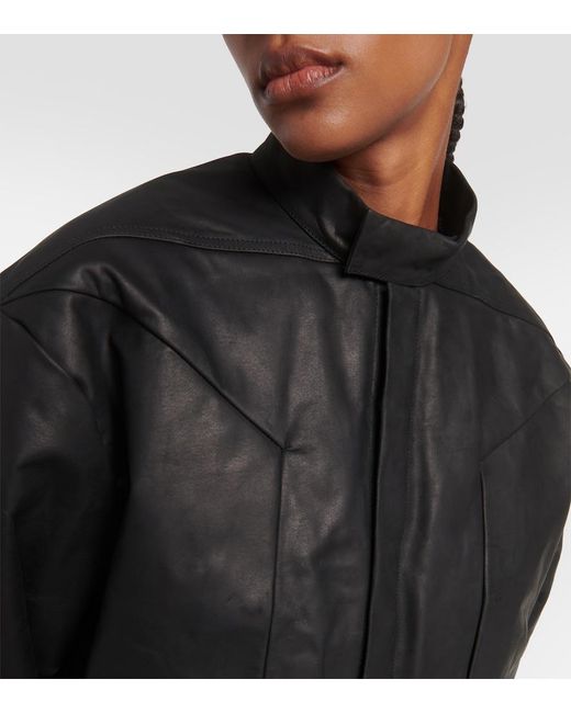 Rick Owens Black Cropped Leather Jacket