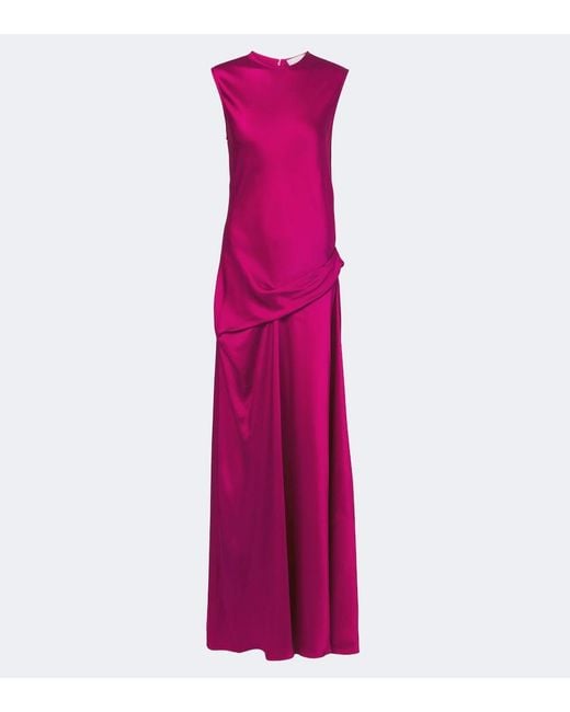 Stella McCartney Purple Draped Satin Maxi Dress