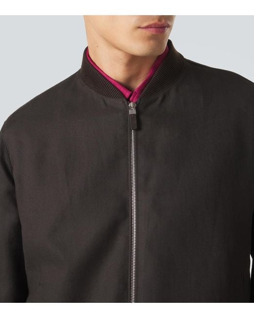 Zegna Black Linen Bomber Jacket for men