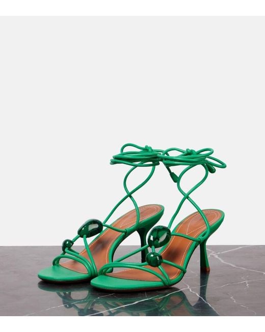 Zimmermann Green Gleam 65 Embellished Leather Sandals