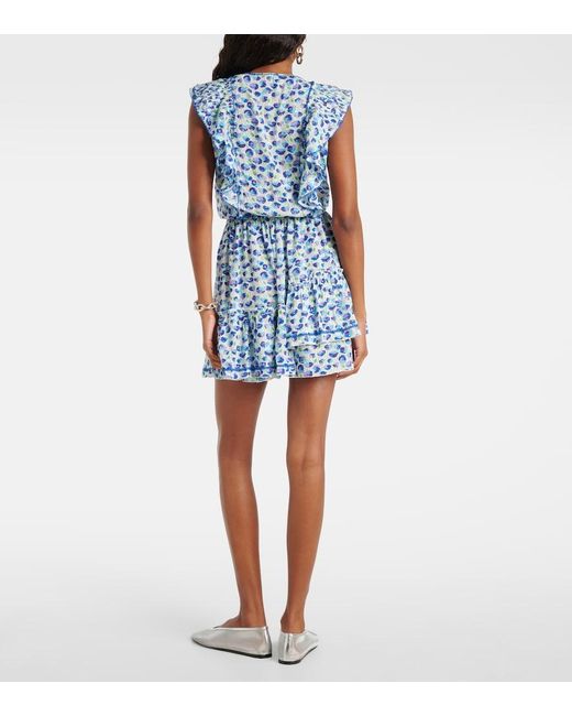 Poupette Blue Bambi Printed Ruffled Minidress