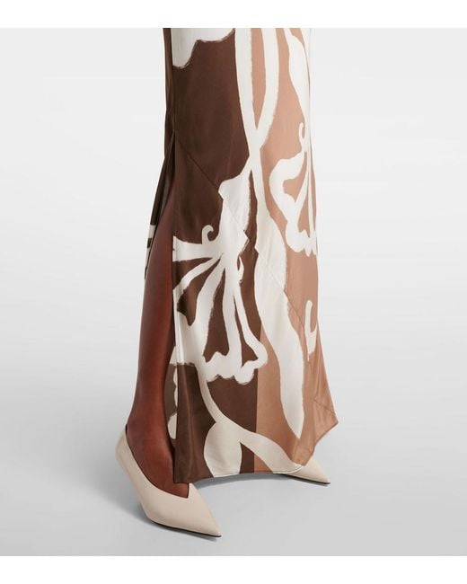 Sir Metallic Floral Printed Silk Satin Maxi Dress