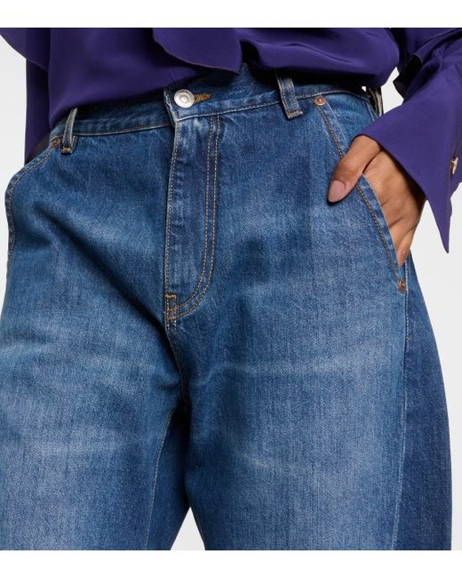 Victoria Beckham Blue Mid-rise Barrel-leg Jeans