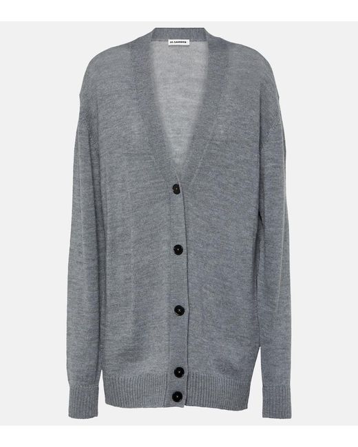 Jil Sander Gray Wool Cardigan