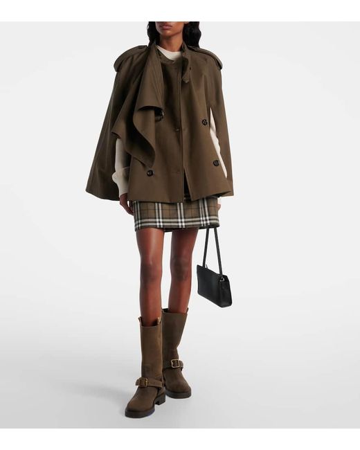 Burberry Green Check Wool Miniskirt