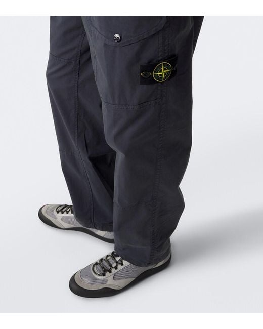 Stone Island Blue Compass Badge Cotton-Blend Cargo Pants for men