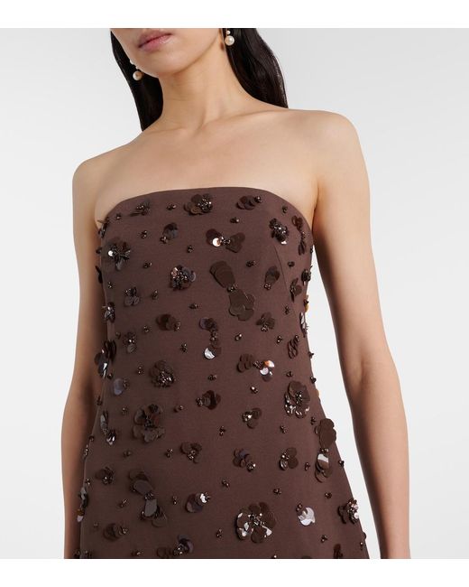 Jonathan Simkhai Brown Serafina Embellished Bustier Gown