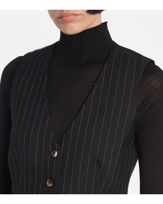 Wardrobe NYC Black Pinstripe Wool Vest