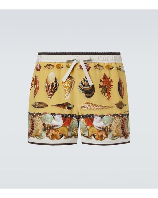 Dolce & Gabbana Metallic Printed Silk Shorts for men