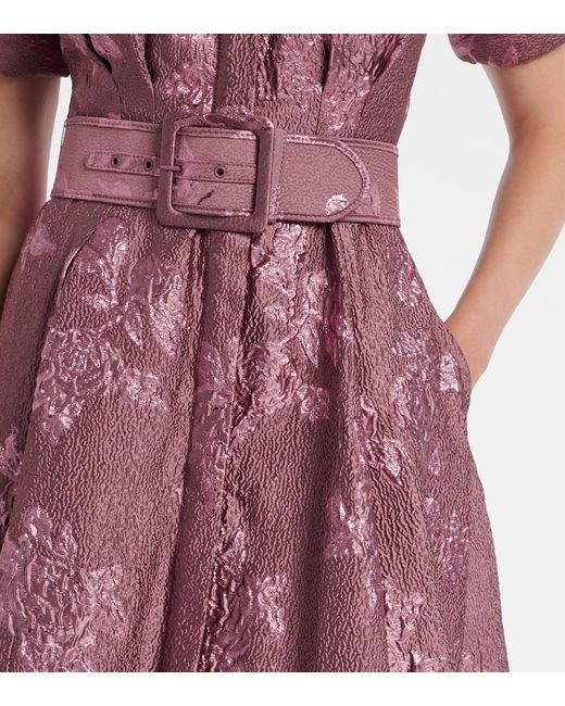 Rebecca Vallance Purple Annette Button Belted Brocade Gown