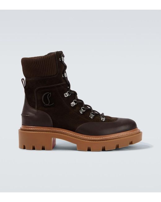 Christian Louboutin Brown Armandine College Leather Hiking Boots for men