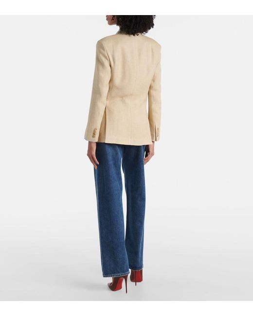Ralph Lauren Natural Vannesa Silk And Linen-Blend Blazer