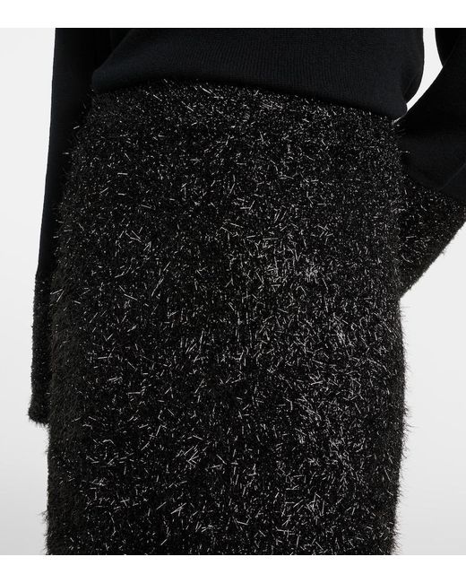 Jardin Des Orangers Black Lame Knitted Midi Skirt