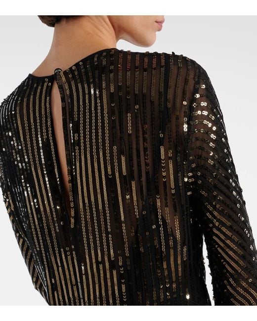 Robe Longue En Soie A Sequins Johanna Ortiz en coloris Black