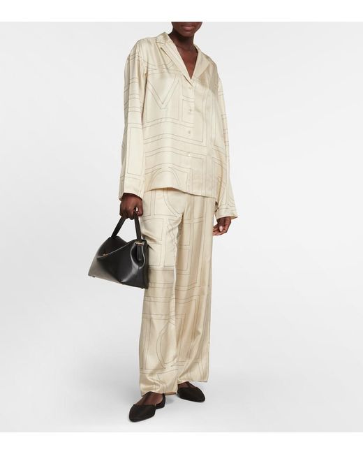 Totême Natural Monogram Silk Shirt