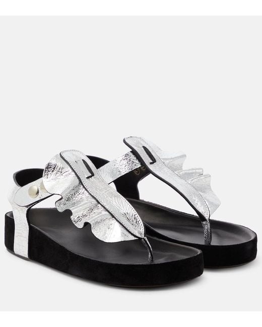 Isabel Marant Black Isela Metallic Leather Sandals