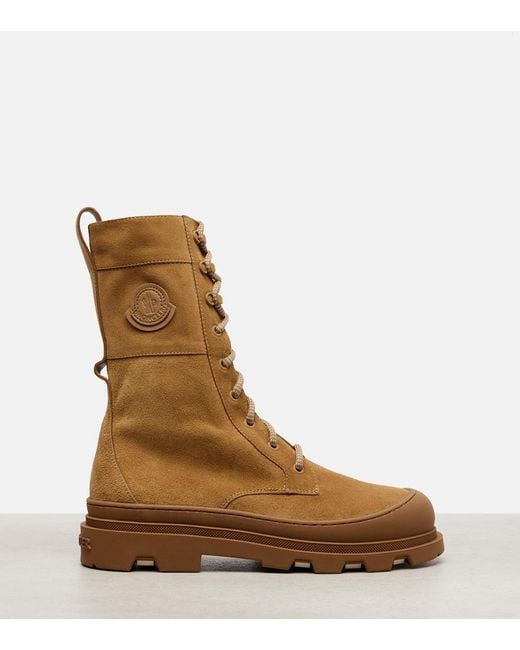 Moncler Brown Schnuerstiefel Vera Aus Veloursleder
