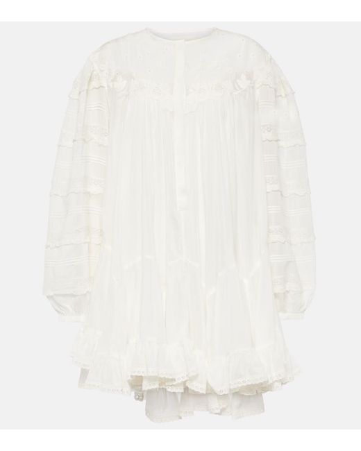 Vestido corto Gyliane de algodon y seda Isabel Marant de color White