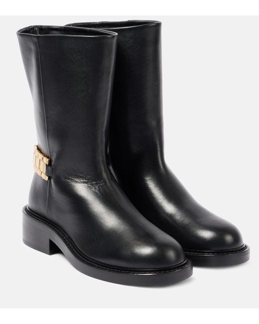 Victoria Beckham Black Leather Ankle Boots