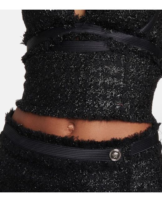 Versace Black Vichy Tweed Top