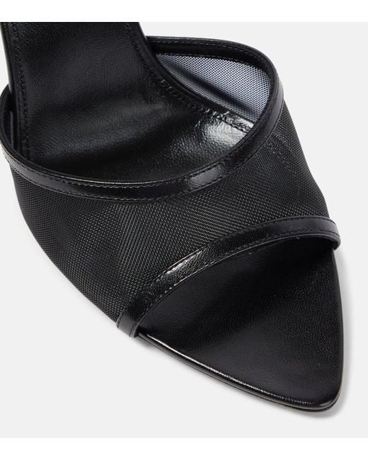 Saint Laurent Black Missy 110 Leather-trimmed Mesh Sandals