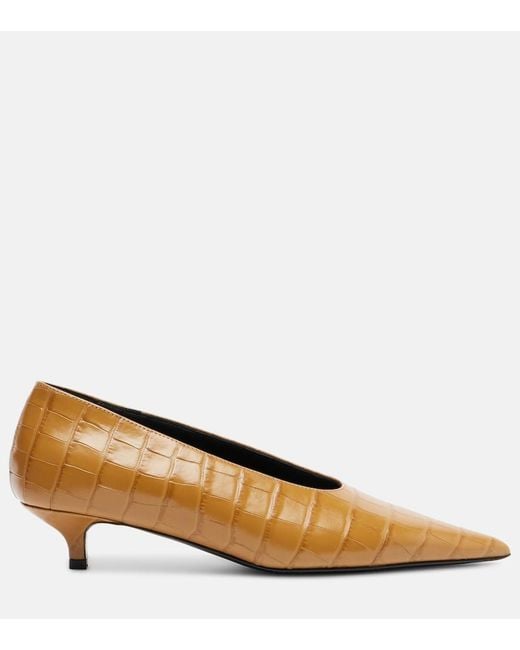 Totême  Blue 35 Croc-Effect Leather Pumps