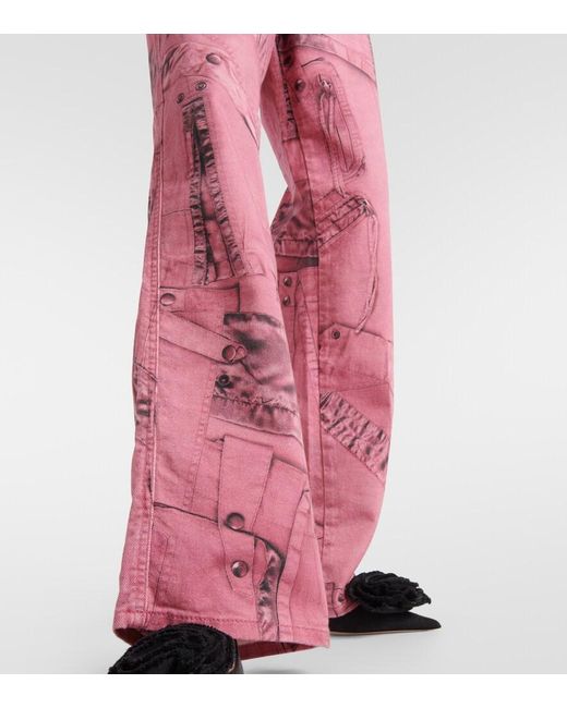 Blumarine Red Wide-Leg Jeans